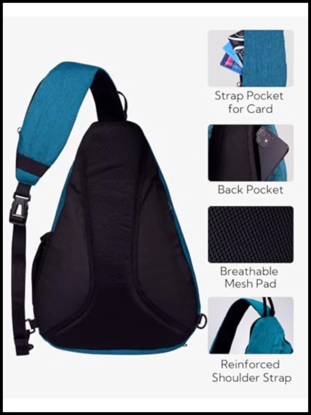 18L Crossbody Sling Backpack Water Resistant Hiking Daypack with 7 Pockets for